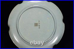 Chinese Ru Kiln Porcelain Set Gems Handmade Gilded Lettering Plate 7621