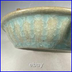 Chinese Ru Porcelain Handmade Exquisite Gilded Lettering Brush Washer/Plate 7542