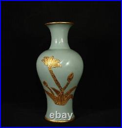 Chinese Song dynasty Ru kiln Porcelain Gilded Handmade Vases 80031