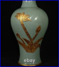 Chinese Song dynasty Ru kiln Porcelain Gilded Handmade Vases 80031