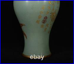 Chinese Song dynasty Ru kiln Porcelain Gilded Handmade Vases 80031