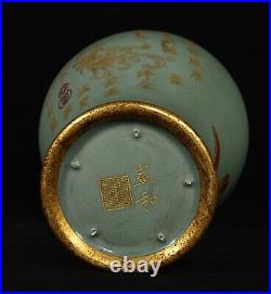 Chinese Song dynasty Ru kiln Porcelain Gilded Handmade Vases 80031