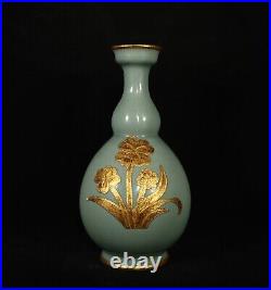 Chinese Song dynasty Ru kiln Porcelain Gilded Handmade Vases 80032