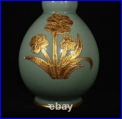 Chinese Song dynasty Ru kiln Porcelain Gilded Handmade Vases 80032