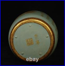 Chinese Song dynasty Ru kiln Porcelain Gilded Handmade Vases 80033