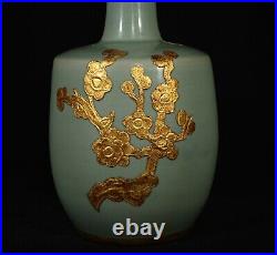 Chinese Song dynasty Ru kiln Porcelain Gilded Handmade Vases 80034