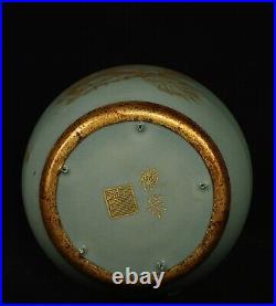 Chinese Song dynasty Ru kiln Porcelain Gilded Handmade Vases 80034