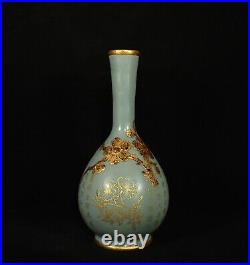 Chinese Song dynasty Ru kiln Porcelain Gilded Handmade Vases 80035