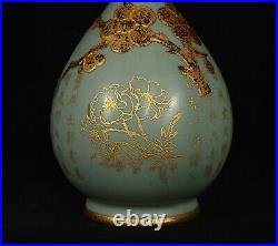 Chinese Song dynasty Ru kiln Porcelain Gilded Handmade Vases 80035