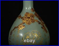 Chinese Song dynasty Ru kiln Porcelain Gilded Handmade Vases 80035