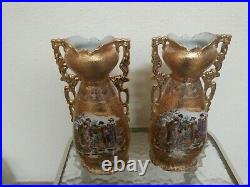 Chinese Vase Pair Qing Dynasty Famille Rose Porcelain Rare Antique 19th Centu