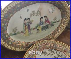 Chinese gold 72 pc Dinner service set 8 Hand painted China platter casserole