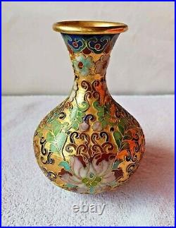 Chinese gold plated Cloisonne vase handmade antique porcelain china home decor