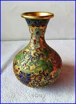 Chinese gold plated Cloisonne vase handmade antique porcelain china home decor