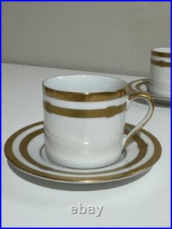 Christian Dior Godron Gaudron Flat Cup & Saucer Set Of 2 White Gold Fine China