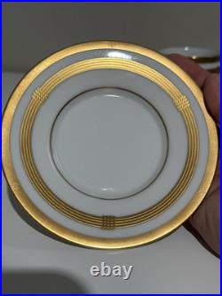 Christian Dior Godron Gaudron Flat Cup & Saucer Set Of 2 White Gold Fine China
