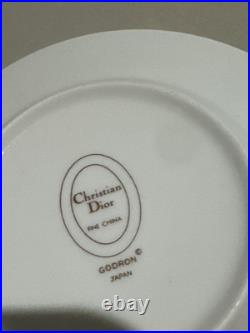 Christian Dior Godron Gaudron Flat Cup & Saucer Set Of 2 White Gold Fine China