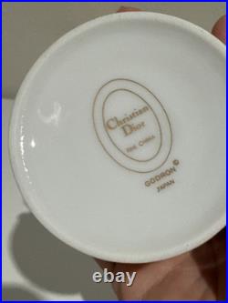 Christian Dior Godron Gaudron Flat Cup & Saucer Set Of 2 White Gold Fine China