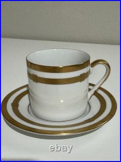 Christian Dior Godron Gaudron Flat Cup & Saucer Set Of 2 White Gold Fine China