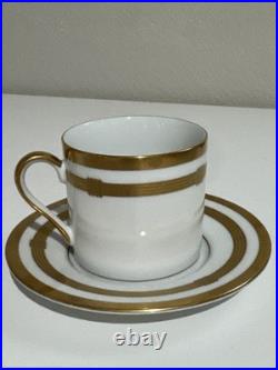 Christian Dior Godron Gaudron Flat Cup & Saucer Set Of 2 White Gold Fine China