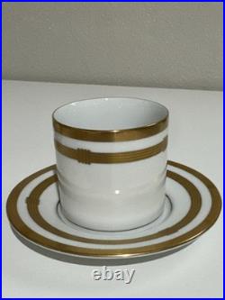 Christian Dior Godron Gaudron Flat Cup & Saucer Set Of 2 White Gold Fine China