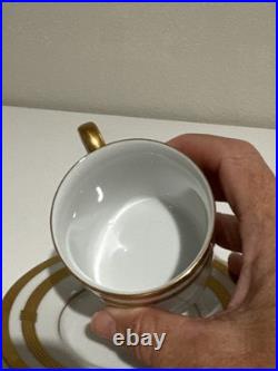 Christian Dior Godron Gaudron Flat Cup & Saucer Set Of 2 White Gold Fine China