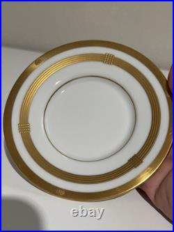 Christian Dior Godron Gaudron Flat Cup & Saucer Set Of 2 White Gold Fine China