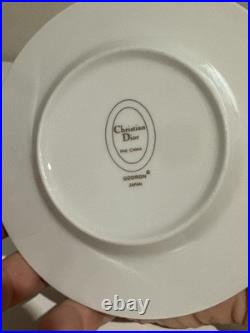 Christian Dior Godron Gaudron Flat Cup & Saucer Set Of 2 White Gold Fine China