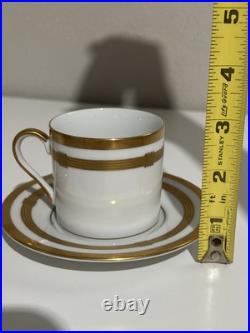 Christian Dior Godron Gaudron Flat Cup & Saucer Set Of 2 White Gold Fine China