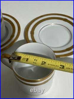 Christian Dior Godron Gaudron Flat Cup & Saucer Set Of 2 White Gold Fine China