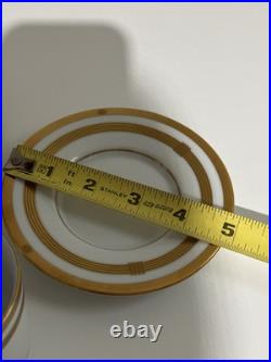 Christian Dior Godron Gaudron Flat Cup & Saucer Set Of 2 White Gold Fine China