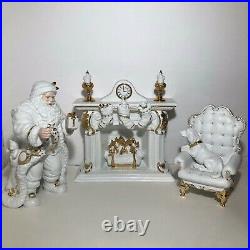 Christmas White Porcelain Gold 6 Piece Centerpiece Set Traditions Collectible