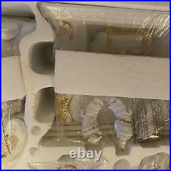 Christmas White Porcelain Gold 6 Piece Centerpiece Set Traditions Collectible
