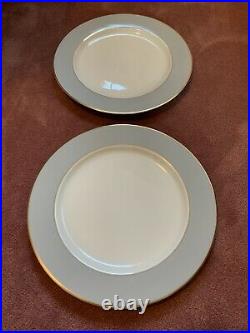 Christofle China Grey White with Gold Trim 11 5/8 Charger Service Plate(Set of 2)