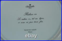 Christofle China Ruban Or 10 1/4 Dinner Plate Gray Band Gold Trim EUC