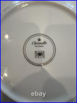 Christofle Micro Gold Porcelain Charger Plate Set of 11 12.5 Italy Luxury