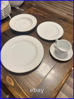 Christopher Stuart Ambassador White Gold Trim Fine China 47 Pc Dinner Set