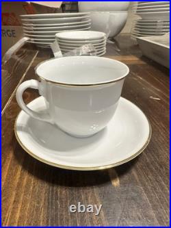Christopher Stuart Ambassador White Gold Trim Fine China 47 Pc Dinner Set