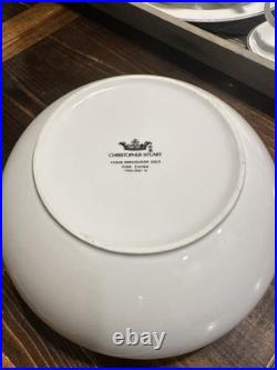 Christopher Stuart Ambassador White Gold Trim Fine China 47 Pc Dinner Set