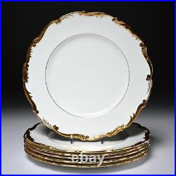 Coalport Admiral 24k Gold White Dinner Plates England 10.5dia 6pc Lot