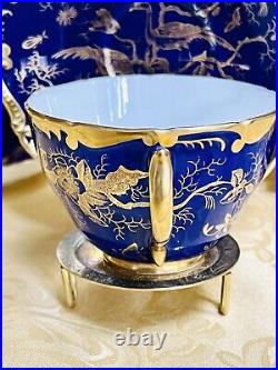 Coalport Cairo Gold On Cobalt Porcelain Bone China Tea Cup/saucer-6 available