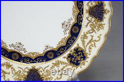Coalport Cobalt Ivory & Raised Gold Floral Scrollwork 10 1/4 Inch Dinner Plate