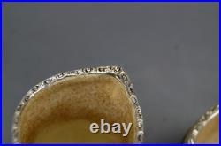 Coalport Floral Green & Gold Creamer & Sugar B & F Birmingham Sterling Rims