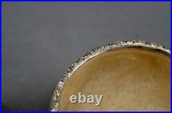 Coalport Floral Green & Gold Creamer & Sugar B & F Birmingham Sterling Rims