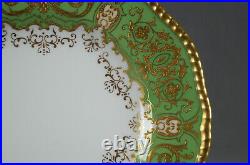 Coalport Tiffany Raised Beaded Gold Floral Scrollwork & Green 9 Inch Plate A