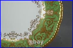Coalport Tiffany Raised Beaded Gold Floral Scrollwork & Green 9 Inch Plate A