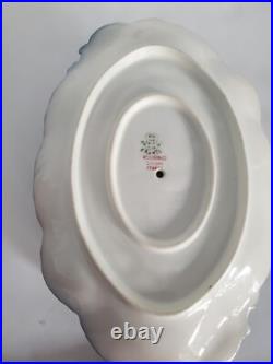 Cobalt Blue Limoges Covered Sauce Gravy Bowl w Attached Underplate Gilt Handles