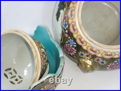 Collectible Chinese Famille Rose & Gold Gilted Porcelain Statue