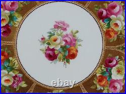 Copeland Hand Painted Pink & Purple Roses Green & Gold Beaded 9 Inch Plate D