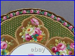 Copeland Hand Painted Pink & Purple Roses Green & Gold Beaded 9 Inch Plate D